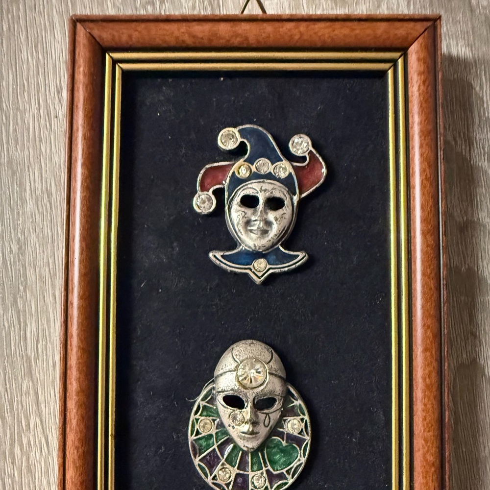 Vintage Jester and Mask framed art
